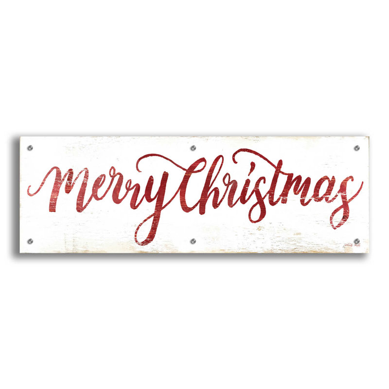 «Merry Christmas Cursive» par Cindy Jacobs, art mural en verre acrylique, H 12 po x l 36 po x P 0,2 po