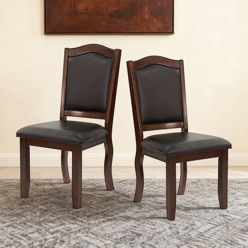 Classic Rubber Wood Dining Chair With Leather Cushion - Sturdy & Comfortable Seating