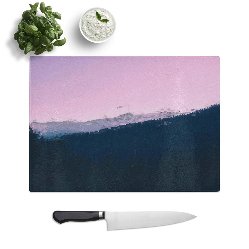 Tempered Glass Sunset Chopping Board, 39 cm W x 28.5 cm L