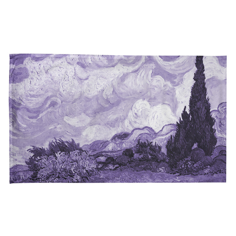 Serviette de thé avec blé cyprès wheatfield, Polyester sergé, Mauve clair