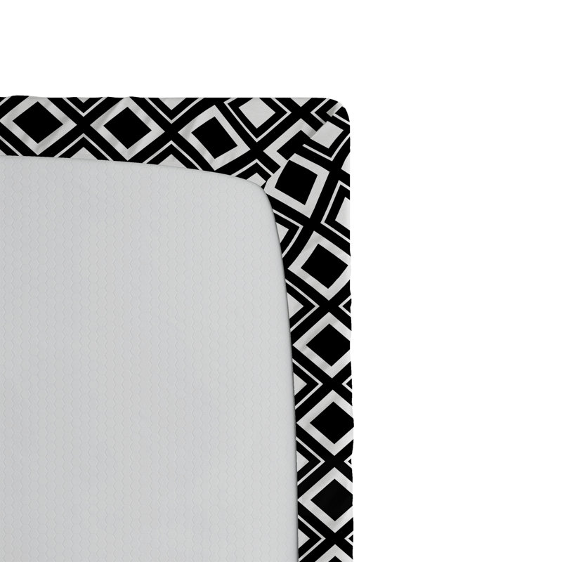 Ensemble de 2 draps-housses Ambesonne, Noir, blanc / géométrique 2, Drap-housse de taille très grand