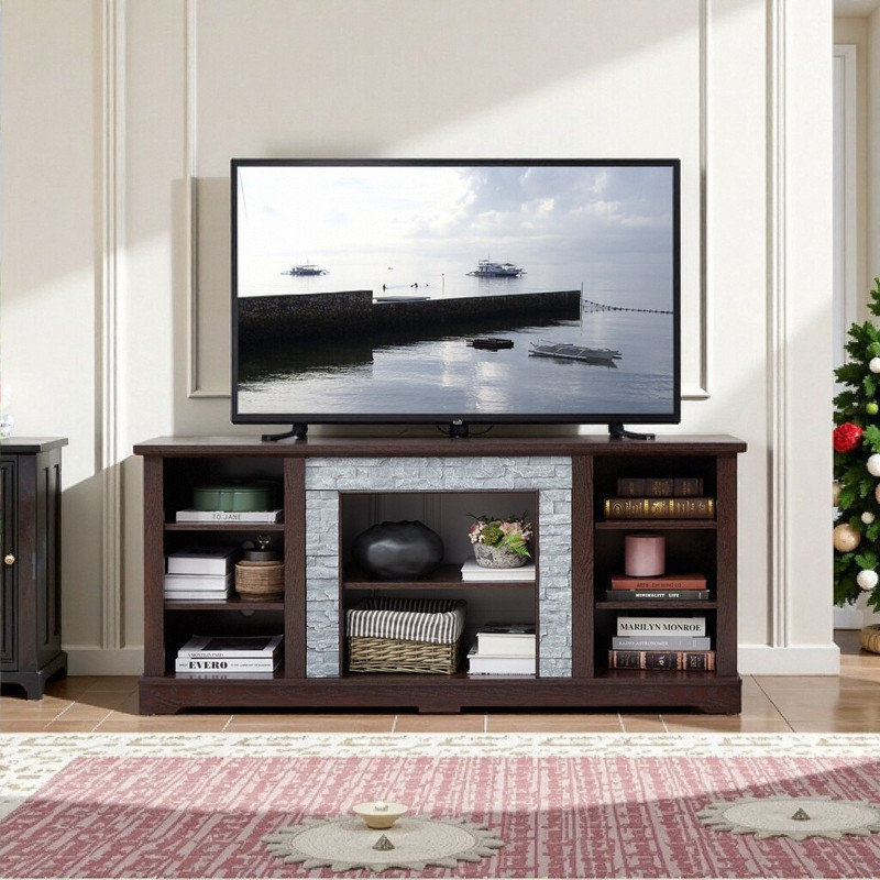 Meuble télé Mantel Stone, 20.06" H x 58.3" W x 15.4" D, Blanc