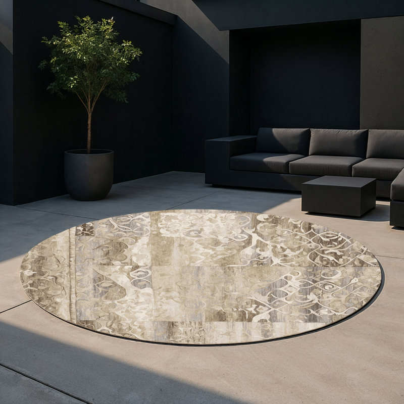 Golden Radiance Indoor And Outdoor Area Rug, Round 5'
