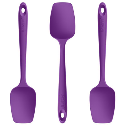 Ensemble de 3 spatules en silicone résistant à la chaleur U-Taste 480 ° F, sans BPA, de qualité alimentaire, de cuisson, de cuisson, de mélange, d'une seule pièce, pour une batterie de cuisine antiadhésive (mauve)