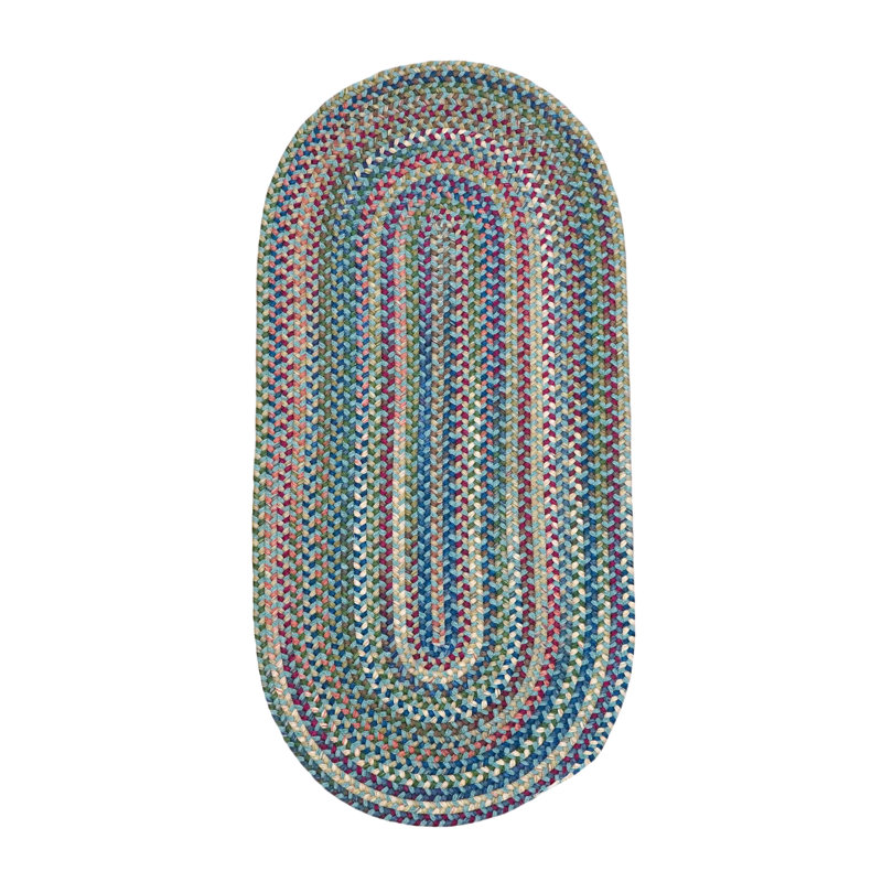 Tapis multicolore en laine, Ovale 2 pi 6 po x 11 pi