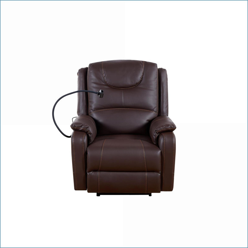 Fauteuils inclinables, fauteuil inclinable Zero Gravity avec massage, chauffage, ports USB, support pour téléphone, poches latérales | Cuir retravaillé | Noyer brun