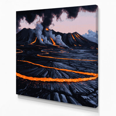 Hawaiian Volcanic Blacks Purple Canvas Wall Art