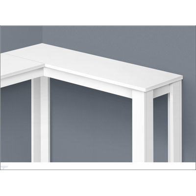 Narrow Corner Accent Table, White Laminate, Perfect for Entryways and Small Spaces, Contemporary and Modern Design