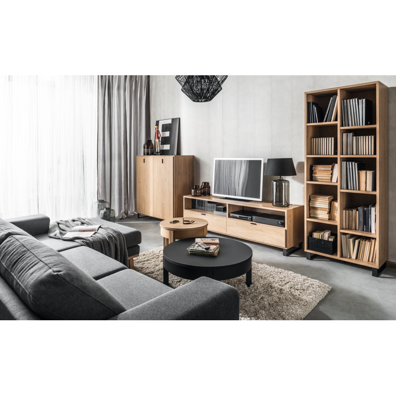 Shinde Wheel Coffee Table with Storage, Black
