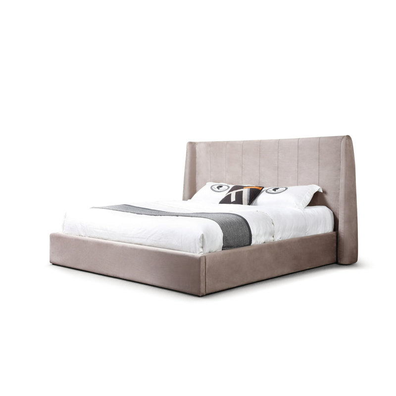 Bayldon Upholstered Wingback Bed, King, Taupe