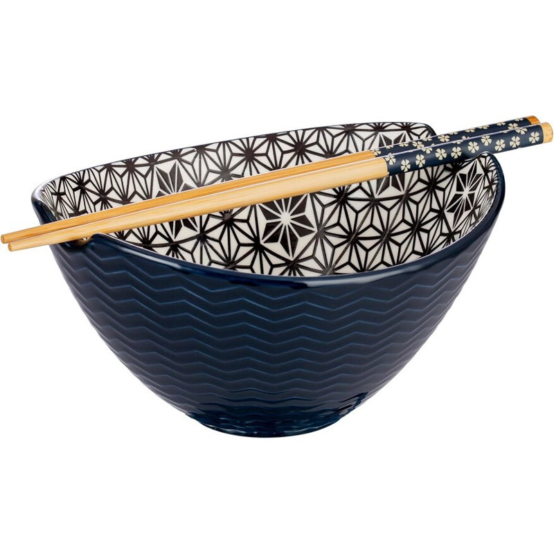 Oval Noodle Bowl Blue/black