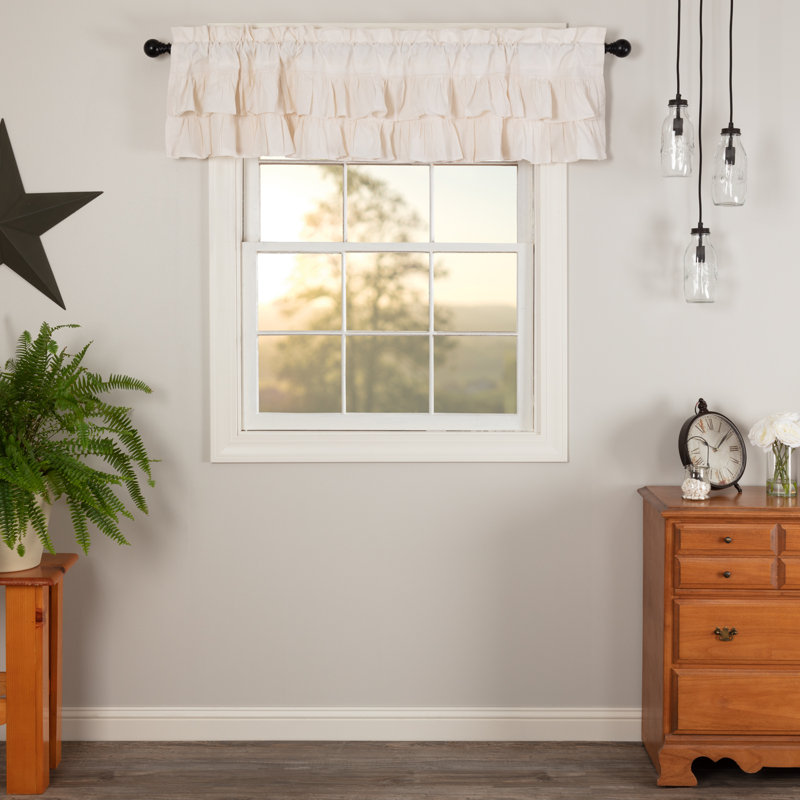 Sickels Cotton Blend Ruffled Window Valance, 72" W x 16" L, Antique White