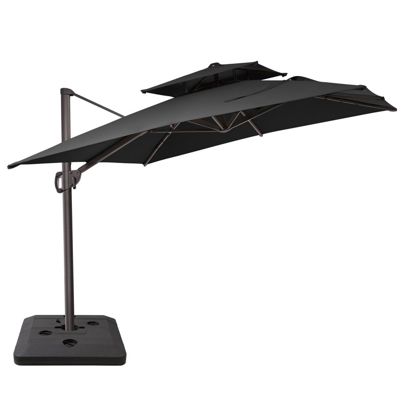 9' X 11' Rectangular Cantilever Umbrella with Weighted Base, Black