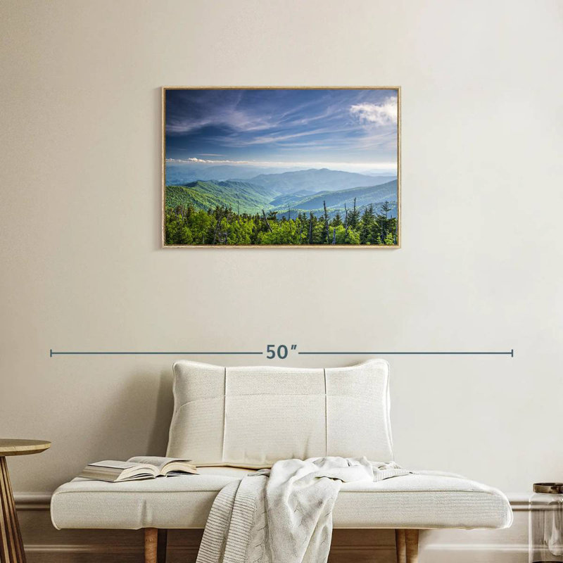 Clingmans Dome, paysage de montagne, Cadre flottant en bois naturel, 31 po x 21 po