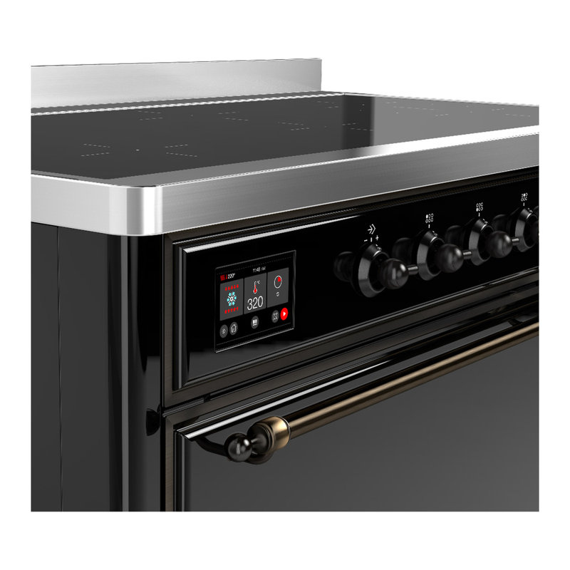 Cuisinière à induction de 48 pouces avec 6 éléments à induction en noir brillant (garniture brunie) Majestic III Series