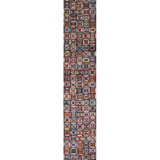 Antique Colorful Narrow and Long American Geometric Folk Art Hooked Runner Rug