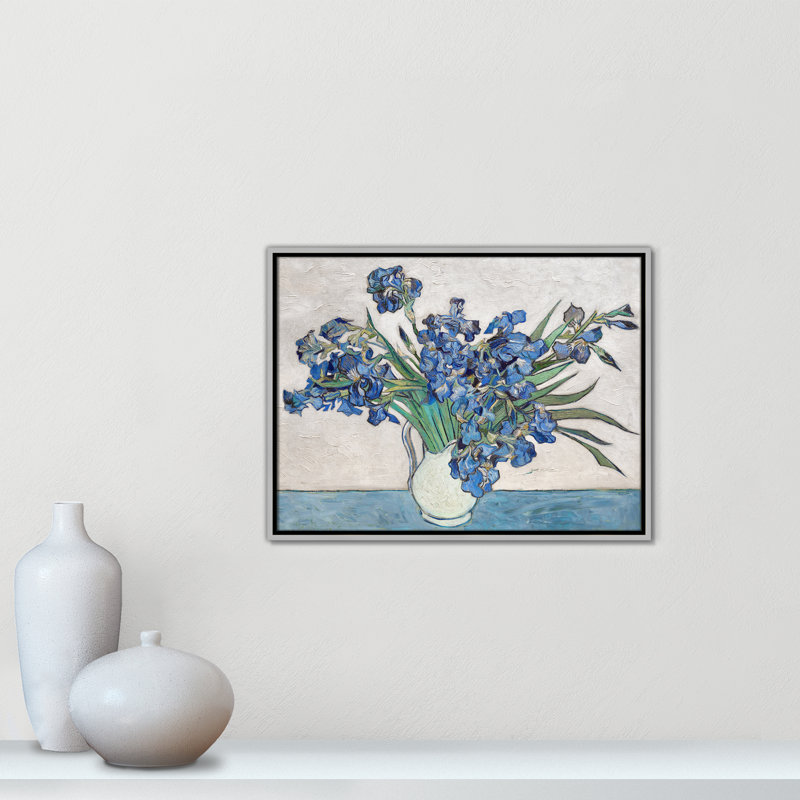 Imprimé iris bleu par Vincent Van Gogh, H 25,5 po x l 19,5 po, Argent flottant, Pas de tapis