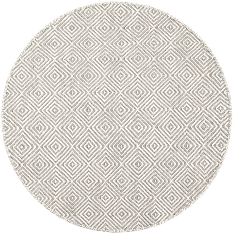Tapis contemporain contemporain gris, Rond 3 pi 1 po