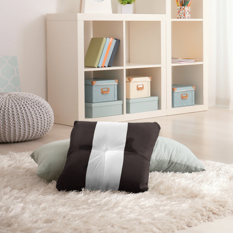 Coussin de sol touffeté, 26 po x 26 po, Brun / Blanc