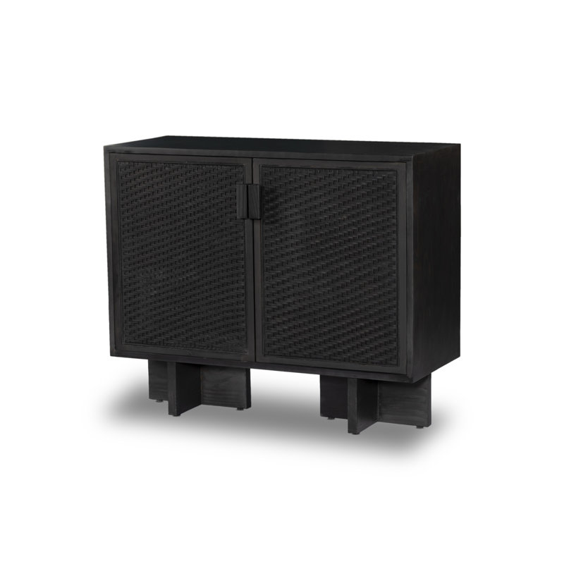 Levon Solid Wood Accent Cabinet, Black