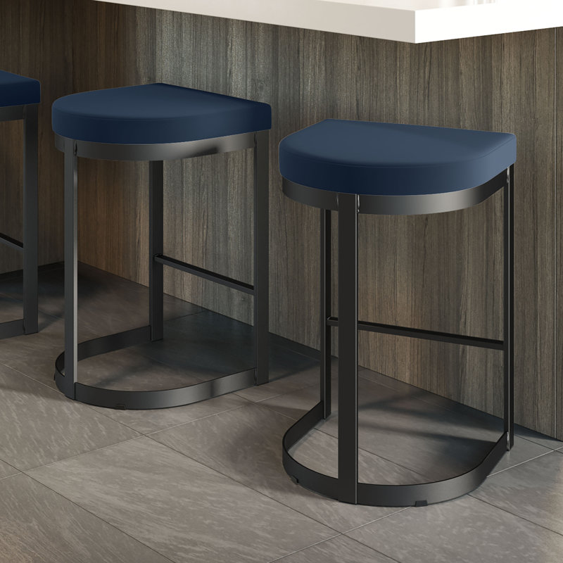 Tabouret de bar et de comptoir Voight (ensemble de 2), Noir, Bleu, Tabouret de comptoir (siège d'une hauteur de 26 p