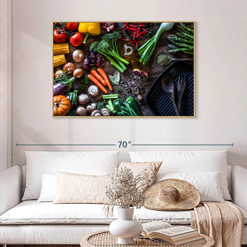 Sauté de légumes, Cadre flottant en bois naturel, 46 po x 31 po
