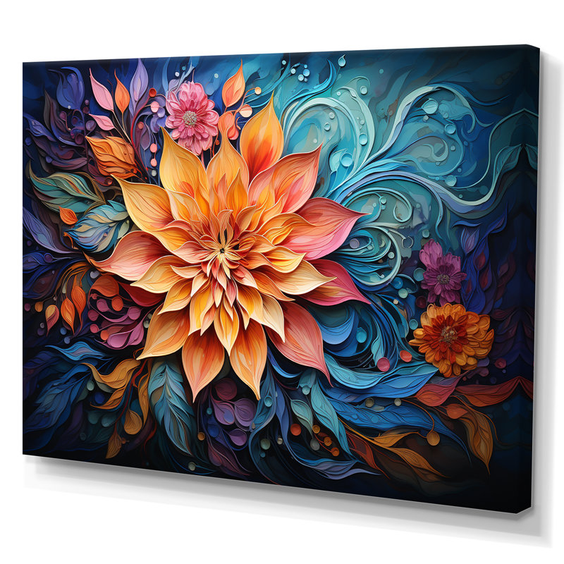 Méditation méditation Mindfulness - décoration murale florale, Toile tendue, H 30 po x l 40 po x P 1,5 po