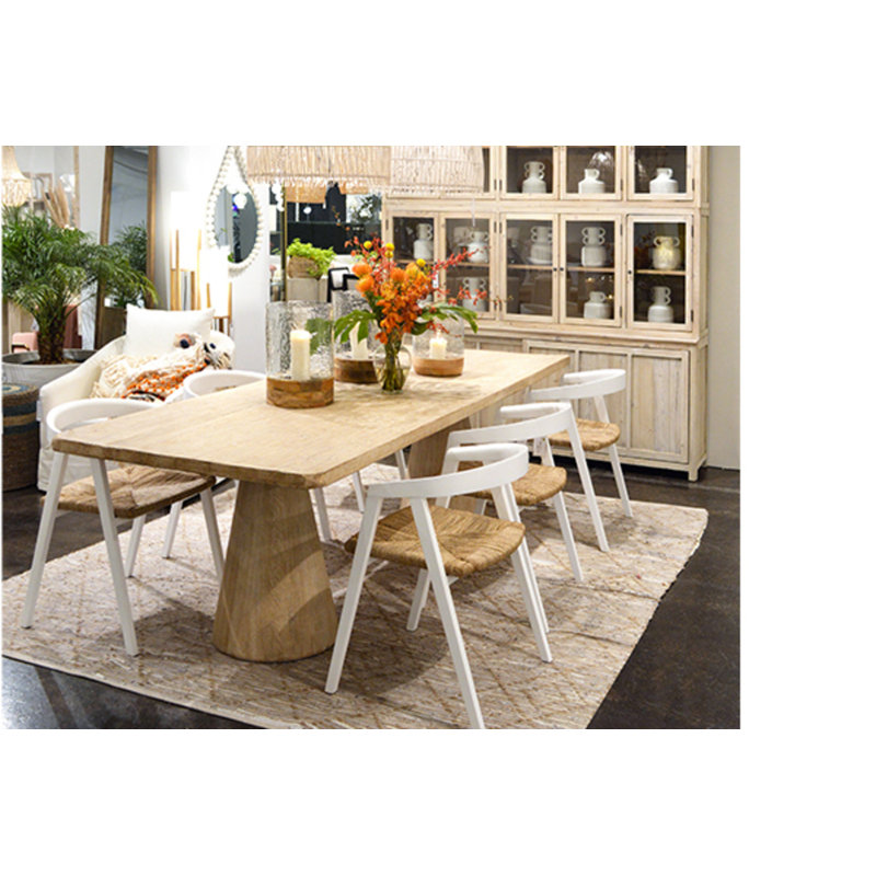 Zaya 108" Rectangular Reclaimed Pine Double Cone Shaped Trestle Base Dining Table, Brown