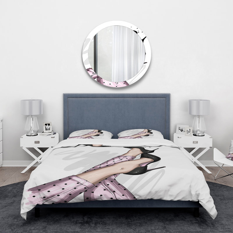 Ensemble de housse de couette en microfibre rose / blanc / noir / brun, Housse de couette très grand + 2 très grandes ta