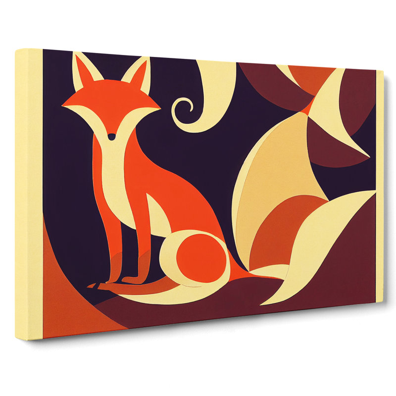 Fox Art Nouveau Abstract - Wrapped Canvas, 35cm H x 50cm W x 3cm D