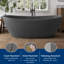 Baignoire autoportante 73 po à double surface en résine de pierre avec trop-plein et drain, gris foncé-133578053