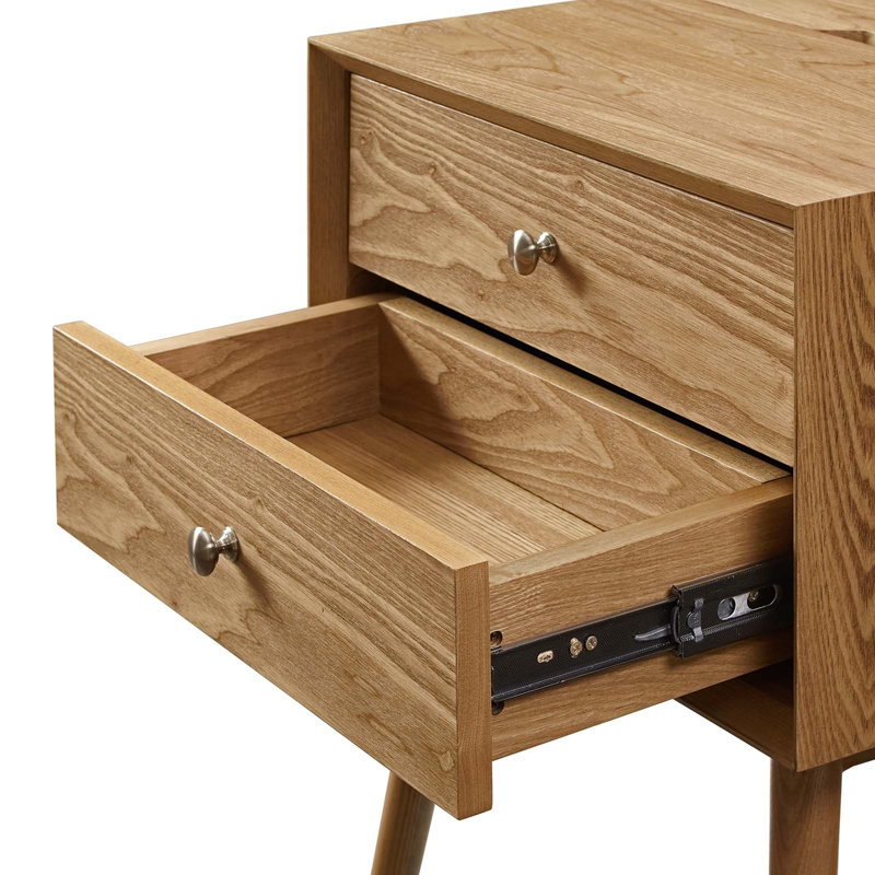 Ember Wood Mid-century Modern Nightstand, Natural
