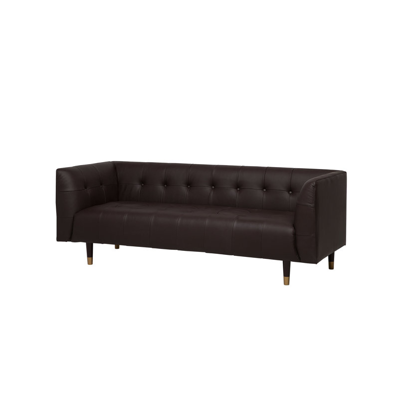 Fougeres 3 Seater Genuine Leather Sofa, Brown