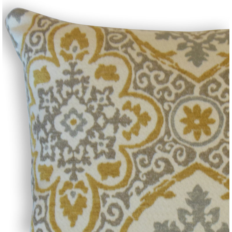 Coussin décoratif Razan, Hauteur (18 po) x largeur (18 po), Gris / Vert