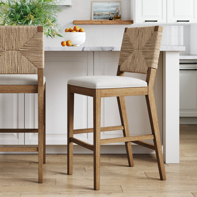 Constanze Upholstered Counter Stool with Solid Wood Frame