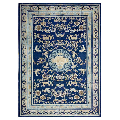 Antique Ningxia Chinese Knotted Rug