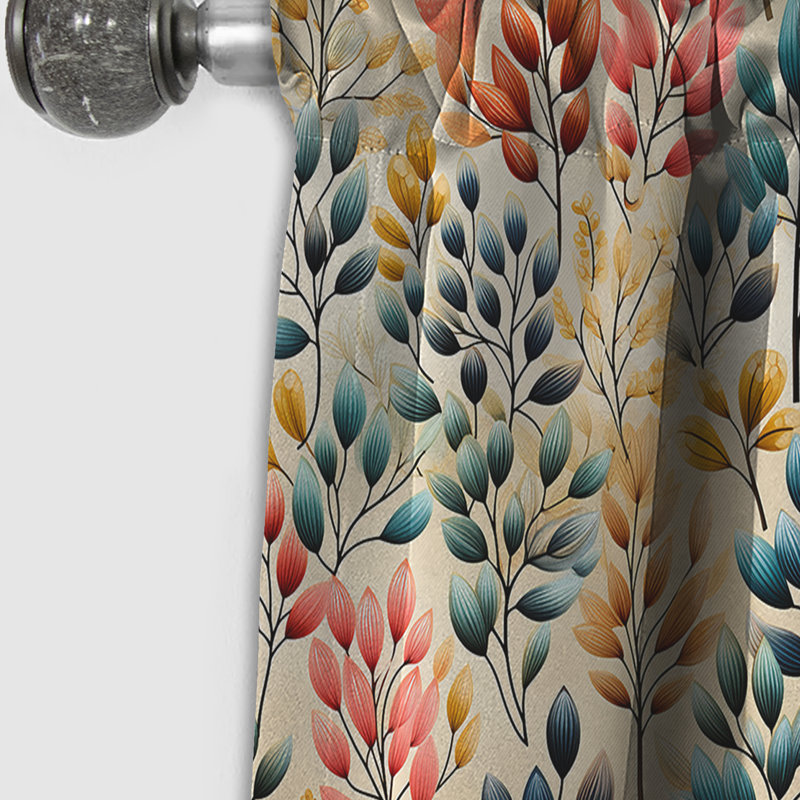 Motif botanique à feuillage aquarelle - Rideau floral - Rideau occultant floral - 1 panneau, L 52 po x L 95 po