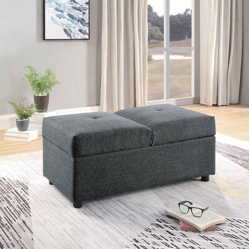 Élégant fauteuil de rangement avec repose-pieds rembourré en mousse de 1 po, Gris