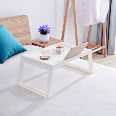 Mayyol Large Breakfast Bed Tray For Eating - Height Adjustable Raised Food Table - Bamboo Serving Tray On Lap Sofa - Portable Snack