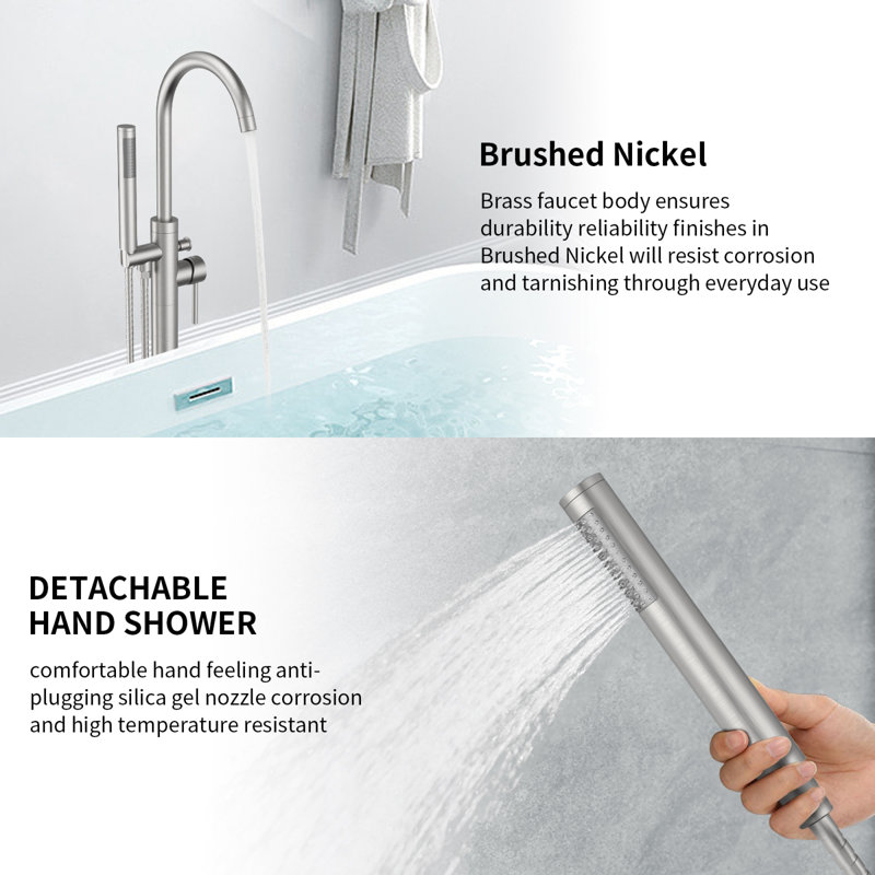 Robinet de salle de bain moderne à débit élevé en laiton avec douche à main