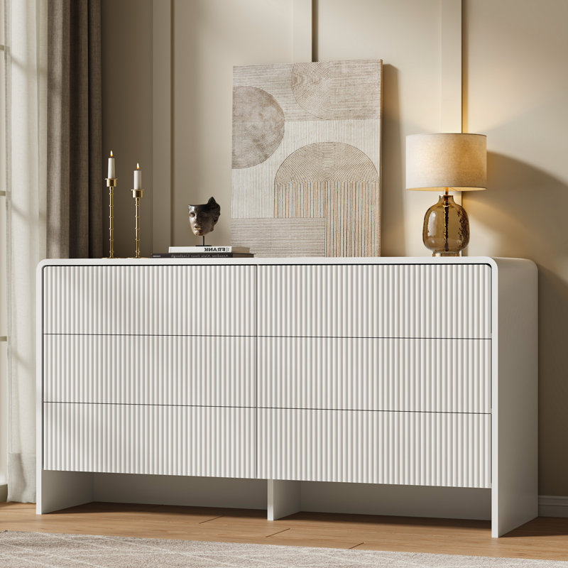 55.1" W 6 - Drawer Dresser, White