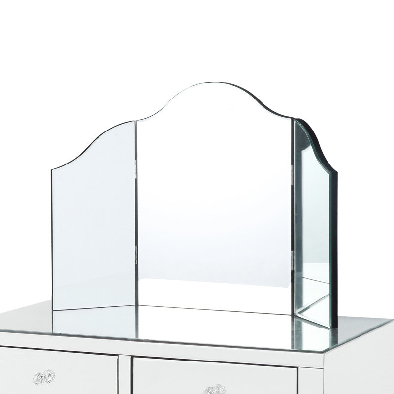 Miroir de salle de bain moderne pliable à trois volets, sans couleur