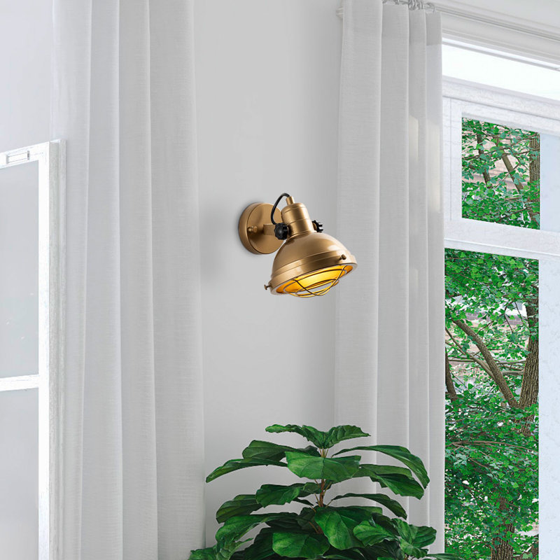 Gold Wall Lamp, Metal Body, 6.3 x 10.6 x 7.9 inches | Ø6.3 inches Cap, Ø3.9 inches Base Plate | Socket Type: 1 x E14 Max 40 W (Bulb Not Included) | Elegant Lighting for Home Décor, IP20 Rated
