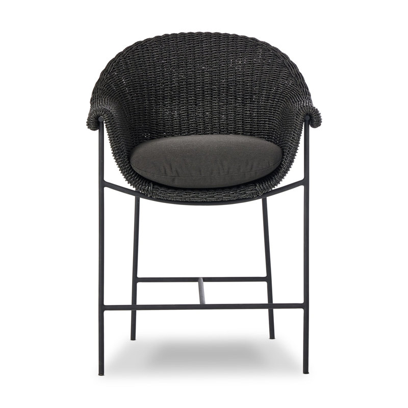 Suerte Outdoor Bar Stool, Black, Gray, 42.25" H x 26.5" W x 25.5" D