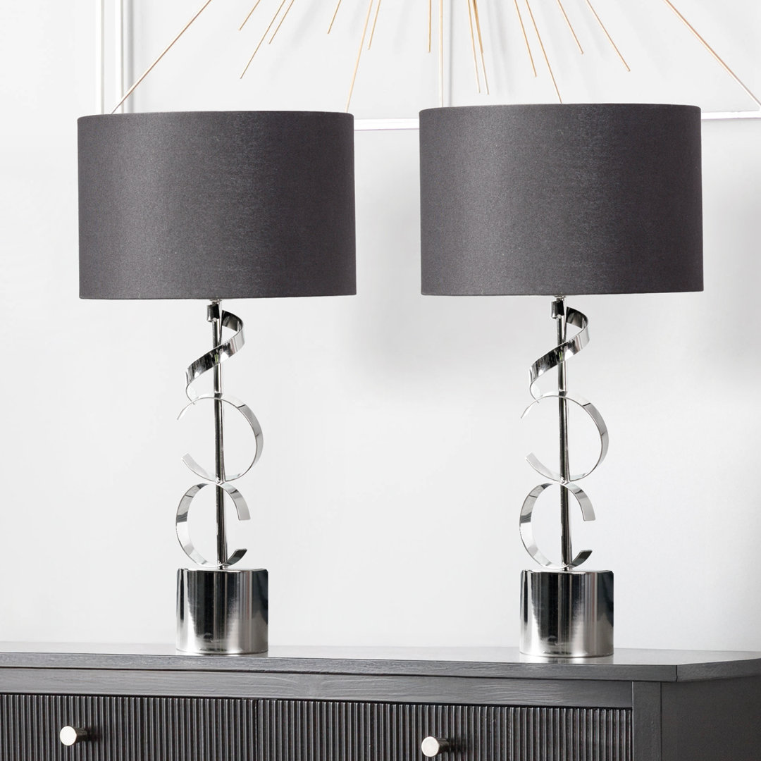 Table Lamp with Metal Base For Bedroom Furniture, Bedside Buffet Lamp with Linen Shade