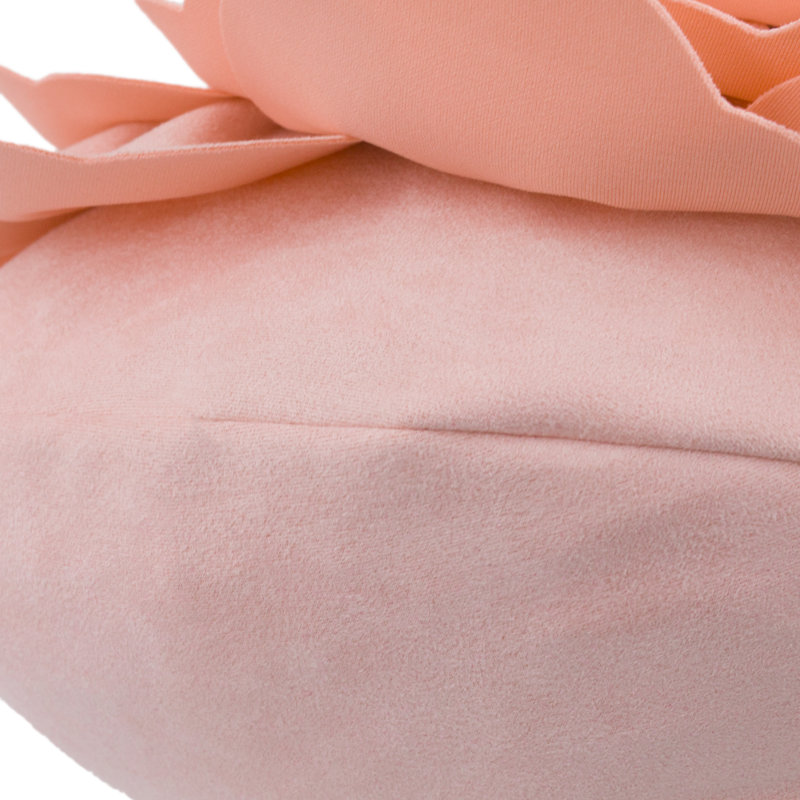 Pink 14-Inch Round Floral Polyester Throw Pillow