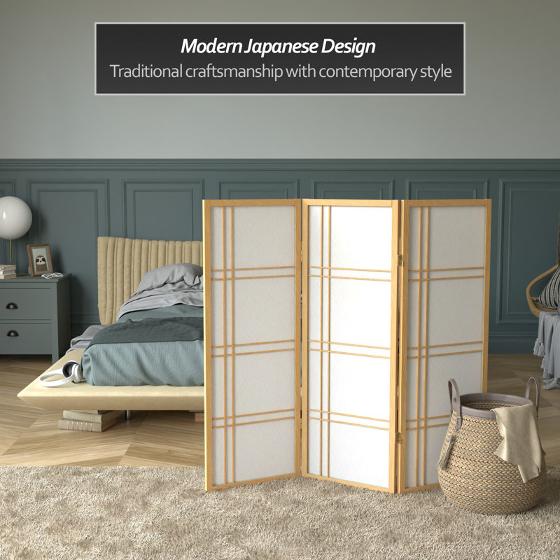 70" H Short Folding Screen, 3, Natural