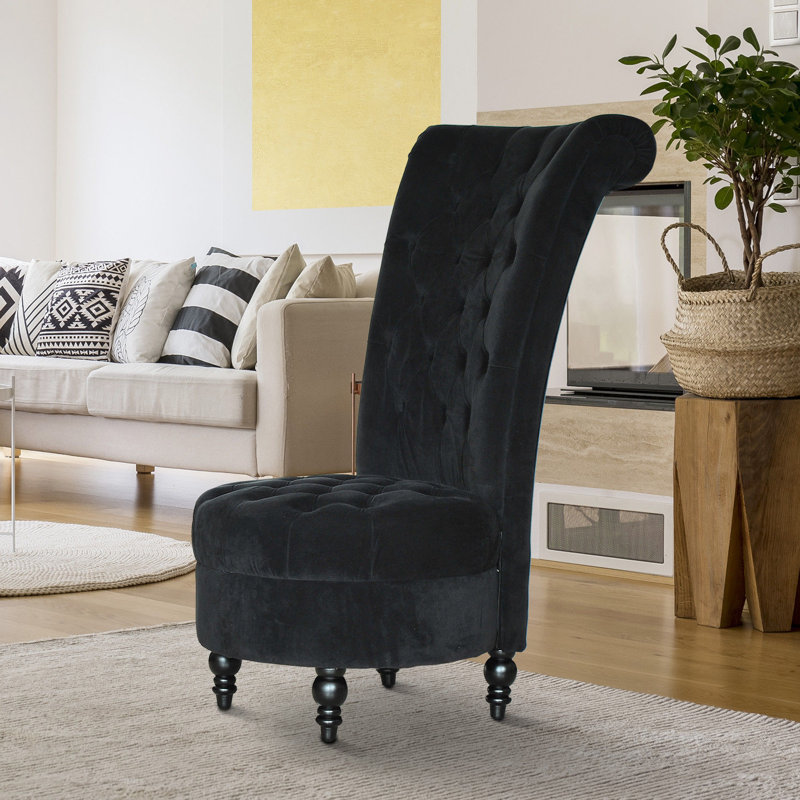 Dinwiddie Upholstered Accent Chair, Rich Black