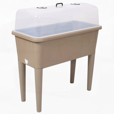 Raised Garden Bed with Ventilated Transparent Greenhouse Lid, Elevated Planter Box with Removable Legs for Vegetables and Flowers,Set of 1