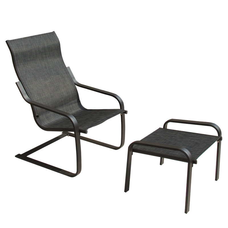 Outdoor Patio Bistro Including C Spring Chair And - Metal Construction For Porch, Lawn, Yard Quick Dry Textile, Breathable Fabric Mesh, Non-Slip Legs, Comfortable Armrest Motion . Metal, Textile.
